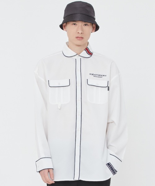 ROMANTIC CROWN(ロマンティッククラウン)の「【ROMANTIC CROWN】ROUND COLLAR PIPING SHIRT / ロマンティッククラウン ラウンド カラー パイピング シャツ(シャツ/ブラウス・メンズ・ホワイト/ベージュ/ネイビー・SMALL/MEDIUM/LARGE/X-LARGE)」の4枚目の写真