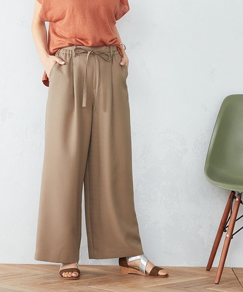 COMME CA ISM(コムサイズム)の「★TV媒体着用商品★ ウエストリボン付 セミワイドパンツ(その他パンツ・レディース・レンガ/ダークブラウン/ベージュ・SMALL/MEDIUM/LARGE/X-LARGE/X-SMALL)」の3枚目の写真