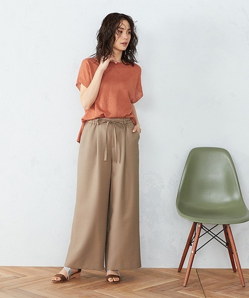 COMME CA ISM(コムサイズム)の「★TV媒体着用商品★ ウエストリボン付 セミワイドパンツ(その他パンツ・レディース・レンガ/ダークブラウン/ベージュ・SMALL/MEDIUM/LARGE/X-LARGE/X-SMALL)」の4枚目の写真