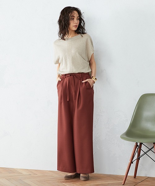 COMME CA ISM(コムサイズム)の「★TV媒体着用商品★ ウエストリボン付 セミワイドパンツ(その他パンツ・レディース・レンガ/ダークブラウン/ベージュ・SMALL/MEDIUM/LARGE/X-LARGE/X-SMALL)」の6枚目の写真