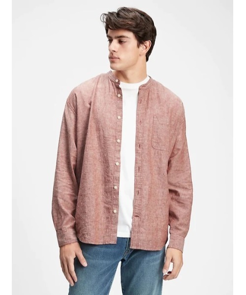 GAP(ギャップ)の「リラックスフィット バンドカラーシャツ(シャツ/ブラウス・メンズ・ブルー系その他/ブラック/ホワイト・XS/S/M/L/XL)」の1枚目の写真