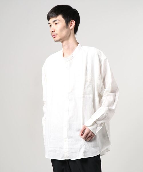 GAP(ギャップ)の「リラックスフィット バンドカラーシャツ(シャツ/ブラウス・メンズ・ブルー系その他/ブラック/ホワイト・XS/S/M/L/XL)」の4枚目の写真