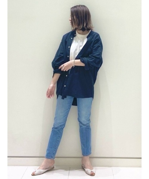 GAP(ギャップ)の「リラックスフィット バンドカラーシャツ(シャツ/ブラウス・メンズ・ブルー系その他/ブラック/ホワイト・XS/S/M/L/XL)」の16枚目の写真