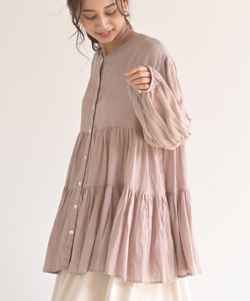 rps（アールピーエス）の「バンドカラーティアードブラウス（シャツ/ブラウス・レディース・オフホワイト/ブラック/ラベンダー・M）」の3枚目の写真