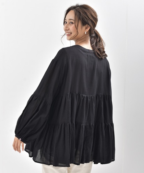 rps（アールピーエス）の「バンドカラーティアードブラウス（シャツ/ブラウス・レディース・オフホワイト/ブラック/ラベンダー・M）」の20枚目の写真