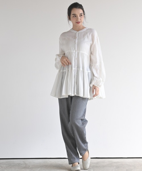 rps（アールピーエス）の「バンドカラーティアードブラウス（シャツ/ブラウス・レディース・オフホワイト/ブラック/ラベンダー・M）」の14枚目の写真