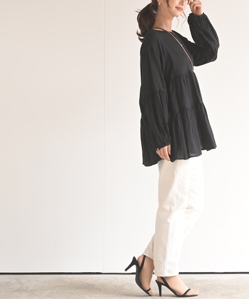 rps（アールピーエス）の「バンドカラーティアードブラウス（シャツ/ブラウス・レディース・オフホワイト/ブラック/ラベンダー・M）」の11枚目の写真