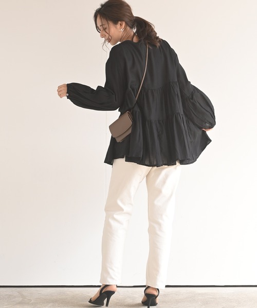 rps（アールピーエス）の「バンドカラーティアードブラウス（シャツ/ブラウス・レディース・オフホワイト/ブラック/ラベンダー・M）」の18枚目の写真