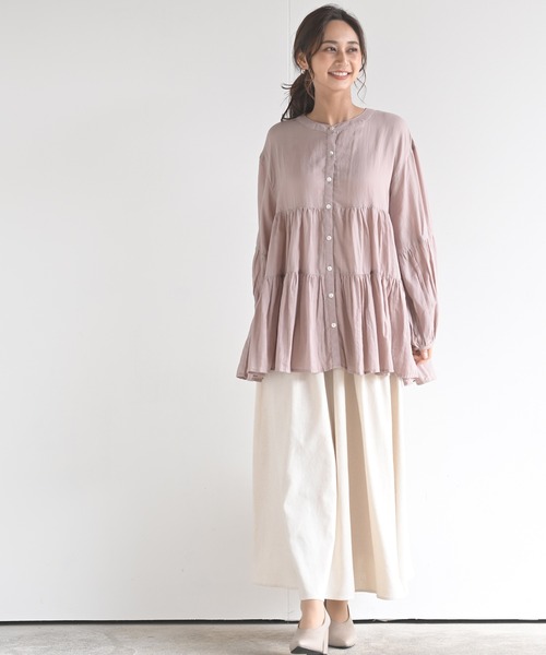 rps（アールピーエス）の「バンドカラーティアードブラウス（シャツ/ブラウス・レディース・オフホワイト/ブラック/ラベンダー・M）」の12枚目の写真