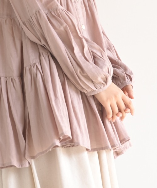 rps（アールピーエス）の「バンドカラーティアードブラウス（シャツ/ブラウス・レディース・オフホワイト/ブラック/ラベンダー・M）」の6枚目の写真