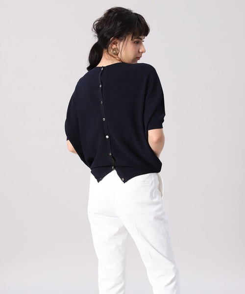 INED（イネド）の「ホールガーメント(R)ドルマンスリーブラメニット（ニット/セーター・レディース・ネイビー/シルバー/モカ・9号/7号）」の3枚目の写真