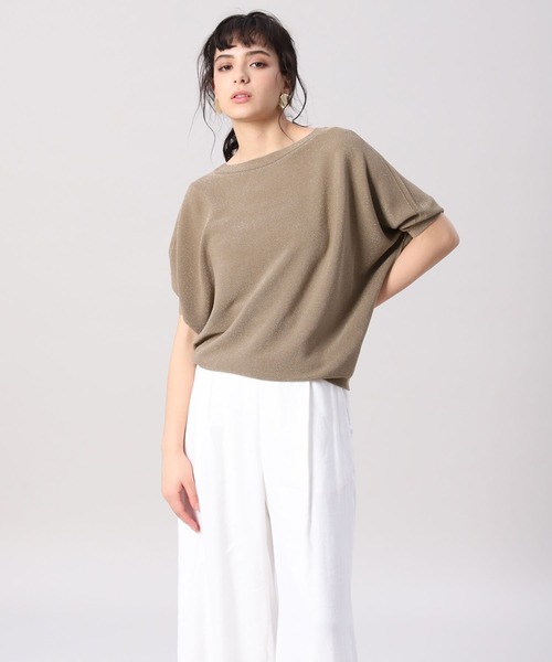 INED（イネド）の「ホールガーメント(R)ドルマンスリーブラメニット（ニット/セーター・レディース・ネイビー/シルバー/モカ・9号/7号）」の4枚目の写真