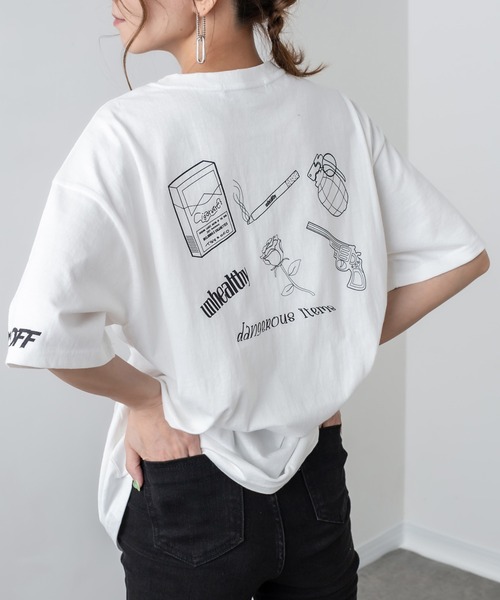 RASVOA（ラスボア）の「Danger Ｔシャツ（Tシャツ/カットソー・レディース・ブラック/オフホワイト/オレンジ・FREE）」の2枚目の写真