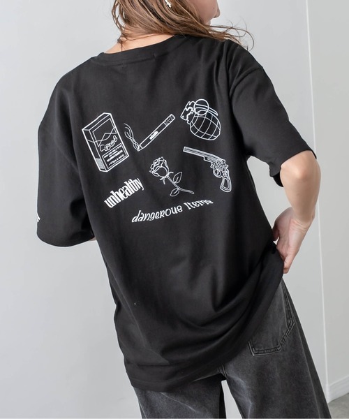 RASVOA（ラスボア）の「Danger Ｔシャツ（Tシャツ/カットソー・レディース・ブラック/オフホワイト/オレンジ・FREE）」の3枚目の写真