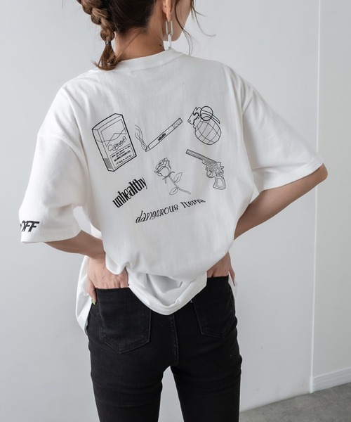 RASVOA（ラスボア）の「Danger Ｔシャツ（Tシャツ/カットソー・レディース・ブラック/オフホワイト/オレンジ・FREE）」の9枚目の写真
