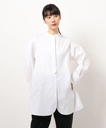 IENA（イエナ）の「バンドカラーフロントスリットシャツ