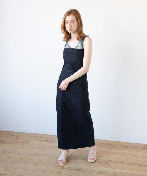 flowriri（フロウリリ）の「flowriri レースアップデニムワンピース（ワンピース・レディース・ブルー/アイボリー・FREE）」の6枚目の写真