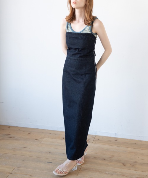 flowriri（フロウリリ）の「flowriri レースアップデニムワンピース（ワンピース・レディース・ブルー/アイボリー・FREE）」の9枚目の写真