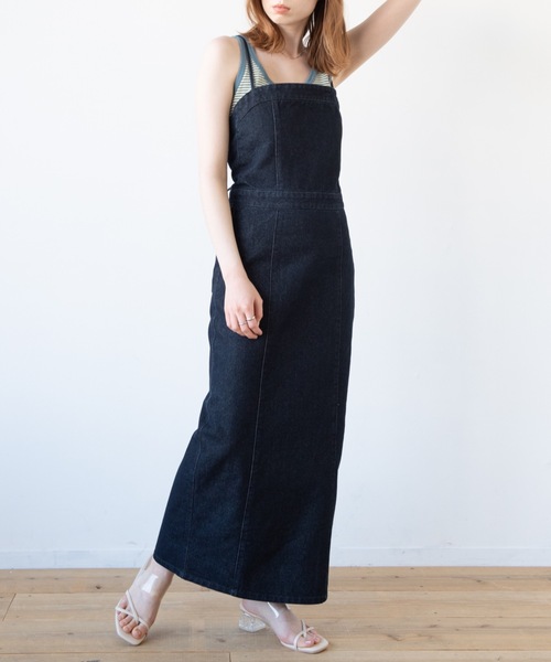 flowriri（フロウリリ）の「flowriri レースアップデニムワンピース（ワンピース・レディース・ブルー/アイボリー・FREE）」の3枚目の写真