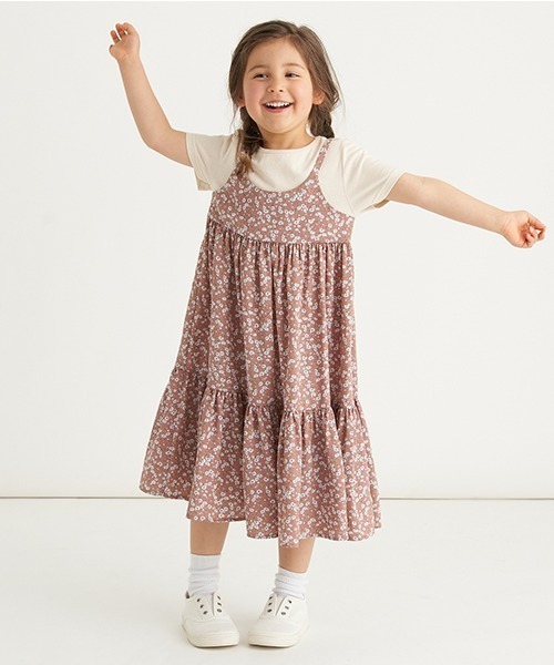 b・ROOM（ビールーム）の「【プチプラ】キャミレイヤード風半袖ワンピース（ワンピース・キッズ・ベージュ/ピンク/ブラック・100cm/140cm/120cm/110cm/130cm）」の3枚目の写真