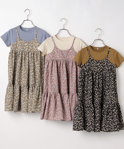 b・ROOM（ビールーム）の「【プチプラ】キャミレイヤード風半袖ワンピース（ワンピース・キッズ・ベージュ/ピンク/ブラック・100cm/140cm/120cm/110cm/130cm）」の4枚目の写真