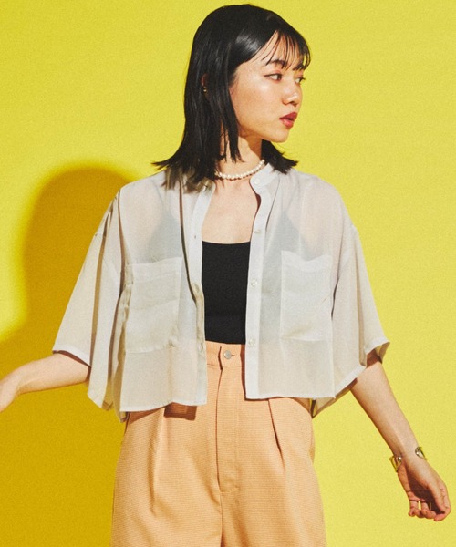 dispark(ディスパーク)の「DISPARK /バンドカラーショートシャツ(シャツ/ブラウス・レディース・アイボリー/その他1・FREE)」の2枚目の写真