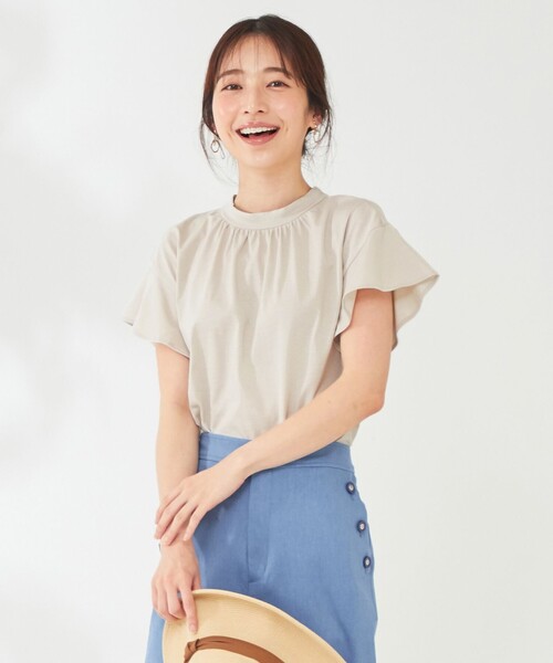 ANY SIS（エニィスィス）の「【NAIL HOLICコラボ】スタンドネック Tシャツ（Tシャツ/カットソー・レディース・ホワイト系/ブラック系/ベージュ系/ライラック系/オレンジ系/パイングリーン系・2）」の4枚目の写真