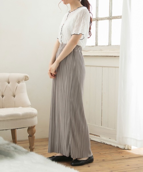 Newlyme（ニューリーミー）の「フラワーレース配色メロウカーディガン（Tシャツ/カットソー・レディース・ホワイト/ブルー/アイボリー・FREE）」の4枚目の写真