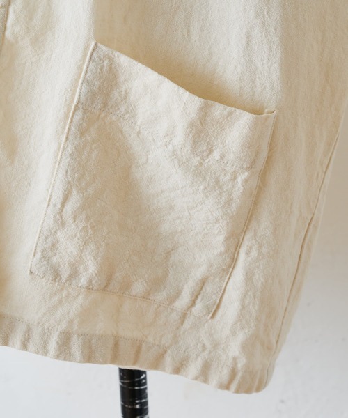 BEARDSLEY(ビアズリー)の「アンティーク風リネンハオリ(ブルゾン・レディース・アイボリー/ダークグレー・FREE)」の5枚目の写真