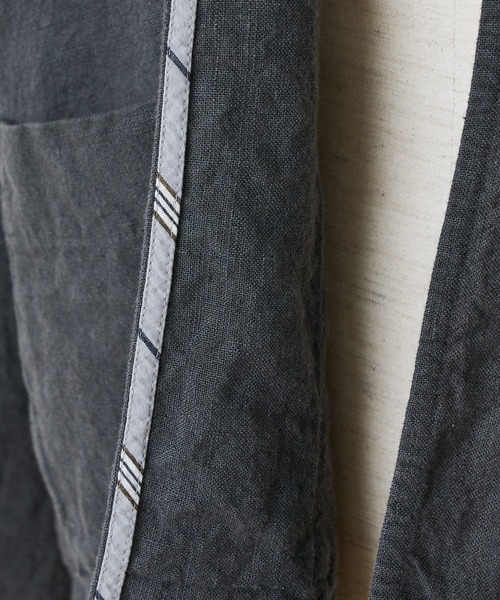 BEARDSLEY(ビアズリー)の「アンティーク風リネンハオリ(ブルゾン・レディース・アイボリー/ダークグレー・FREE)」の7枚目の写真