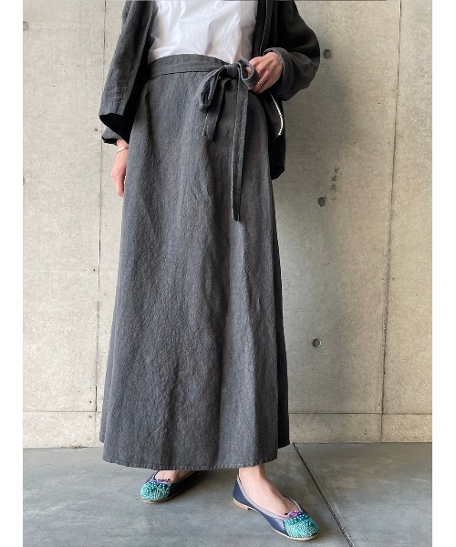 BEARDSLEY(ビアズリー)の「アンティーク風リネンハオリ(ブルゾン・レディース・アイボリー/ダークグレー・FREE)」の17枚目の写真