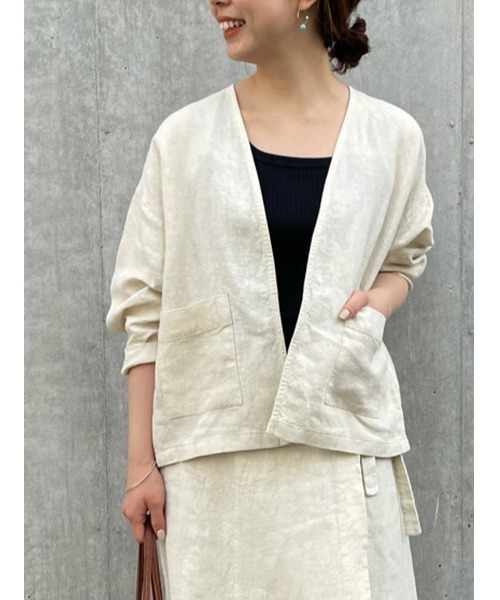 新品】BEARDSLEY ビアズリー リネン羽織 ブルゾン グレー リネンで