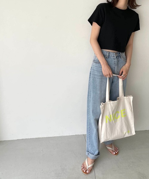 CANAL JEAN(キャナルジーン)の「RED CHOP WORKS(レッドチョップワークス) WフェイスクロップドTシャツ(Tシャツ/カットソー・レディース・ホワイト/ブラック・38)」の6枚目の写真