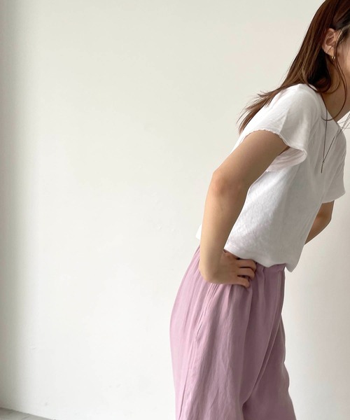 CANAL JEAN(キャナルジーン)の「RED CHOP WORKS(レッドチョップワークス) WフェイスクロップドTシャツ(Tシャツ/カットソー・レディース・ホワイト/ブラック・38)」の10枚目の写真