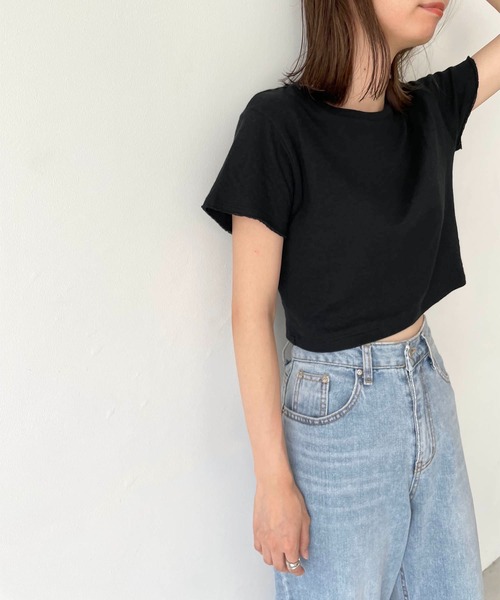 CANAL JEAN(キャナルジーン)の「RED CHOP WORKS(レッドチョップワークス) WフェイスクロップドTシャツ(Tシャツ/カットソー・レディース・ホワイト/ブラック・38)」の15枚目の写真