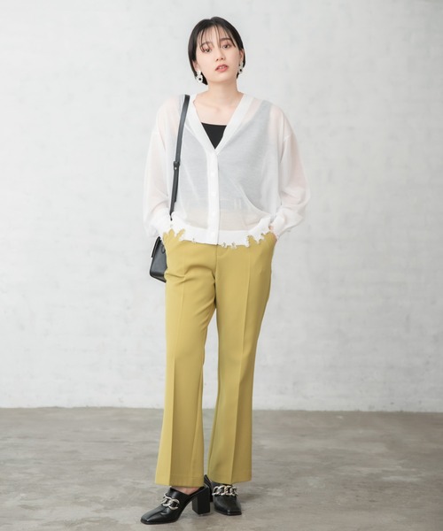 PAGEBOY（ページボーイ）の「シアーダメージカーディガン（カーディガン/ボレロ・レディース・ブラック/オフホワイト/ブルー/グレイッシュベージュ・FREE）」の5枚目の写真