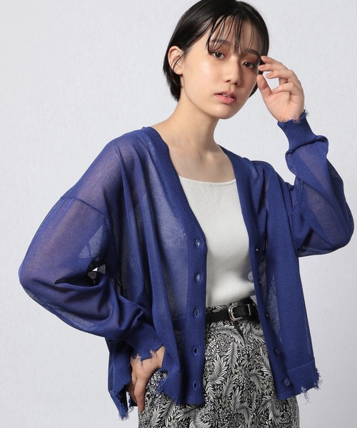 PAGEBOY（ページボーイ）の「シアーダメージカーディガン（カーディガン/ボレロ・レディース・ブラック/オフホワイト/ブルー/グレイッシュベージュ・FREE）」の10枚目の写真