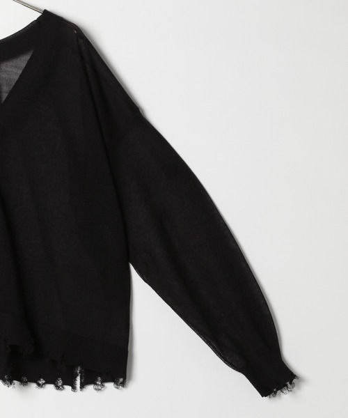 PAGEBOY（ページボーイ）の「シアーダメージカーディガン（カーディガン/ボレロ・レディース・ブラック/オフホワイト/ブルー/グレイッシュベージュ・FREE）」の17枚目の写真