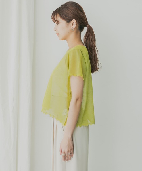 KBF+(ケービーエフプラス)の「KBF+ シアーダメージニット(ニット/セーター・レディース・ベージュ/グリーン系その他/ブラック・ONE)」の9枚目の写真