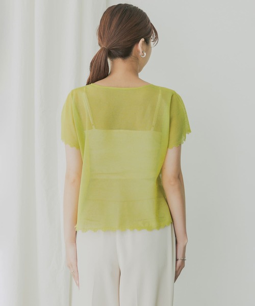 KBF+(ケービーエフプラス)の「KBF+ シアーダメージニット(ニット/セーター・レディース・ベージュ/グリーン系その他/ブラック・ONE)」の5枚目の写真