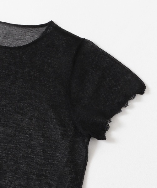 KBF+(ケービーエフプラス)の「KBF+ シアーダメージニット(ニット/セーター・レディース・ベージュ/グリーン系その他/ブラック・ONE)」の6枚目の写真