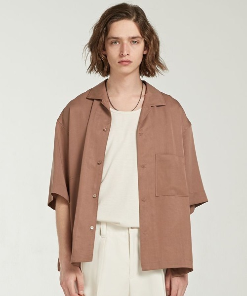 LIDNM（リドム）の「CUPRO RELAX OPEN COLLAR（シャツ/ブラウス・メンズ・ベージュ/ブラウン/グレー・MEDIUM/LARGE）」の6枚目の写真