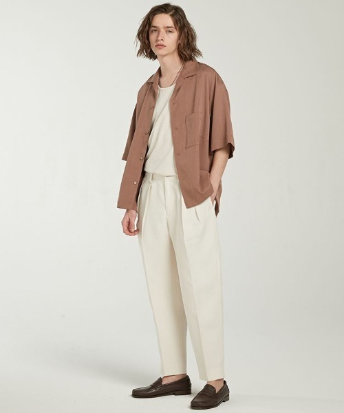 LIDNM（リドム）の「CUPRO RELAX OPEN COLLAR（シャツ/ブラウス・メンズ・ベージュ/ブラウン/グレー・MEDIUM/LARGE）」の4枚目の写真