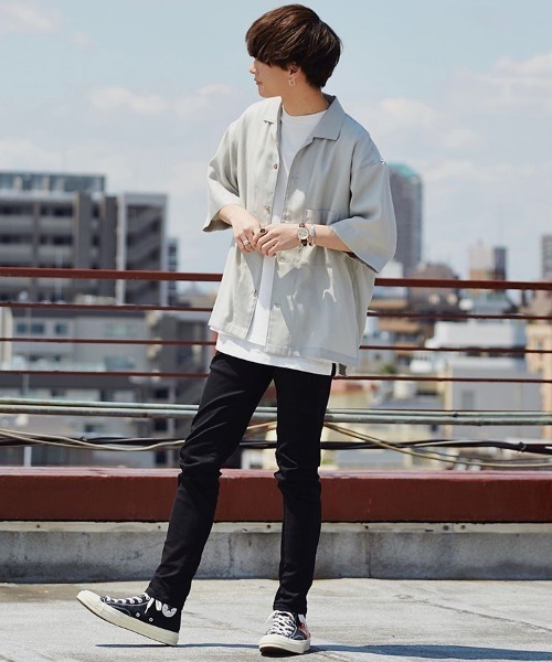 LIDNM（リドム）の「CUPRO RELAX OPEN COLLAR（シャツ/ブラウス・メンズ・ベージュ/ブラウン/グレー・MEDIUM/LARGE）」の13枚目の写真