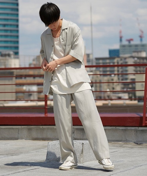 LIDNM（リドム）の「CUPRO RELAX OPEN COLLAR（シャツ/ブラウス・メンズ・ベージュ/ブラウン/グレー・MEDIUM/LARGE）」の18枚目の写真