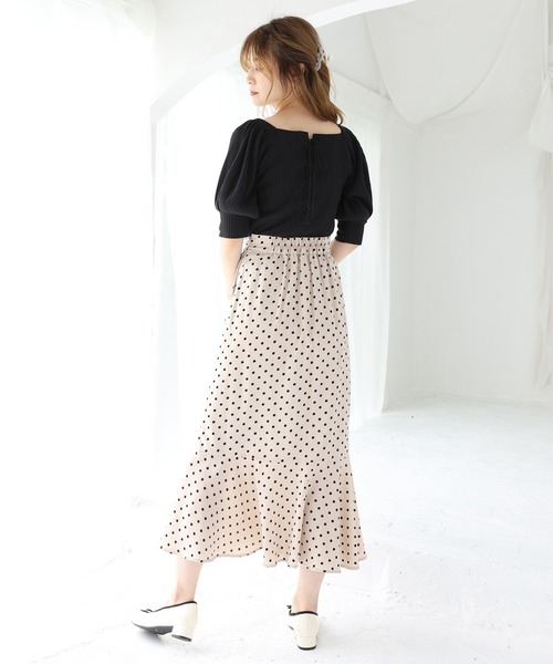 one after another NICE CLAUP（ワンアフターアナザーナイスクラップ）の「バックレースアップテレコトップス（Tシャツ/カットソー・レディース・ブラック/ベージュ/オフホワイト/ミント・FREE）」の15枚目の写真