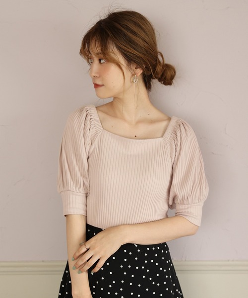 one after another NICE CLAUP（ワンアフターアナザーナイスクラップ）の「バックレースアップテレコトップス（Tシャツ/カットソー・レディース・ブラック/ベージュ/オフホワイト/ミント・FREE）」の17枚目の写真