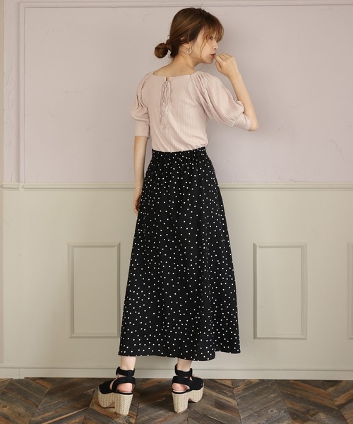 one after another NICE CLAUP（ワンアフターアナザーナイスクラップ）の「バックレースアップテレコトップス（Tシャツ/カットソー・レディース・ブラック/ベージュ/オフホワイト/ミント・FREE）」の21枚目の写真