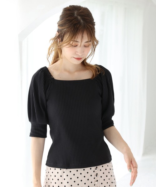 one after another NICE CLAUP（ワンアフターアナザーナイスクラップ）の「バックレースアップテレコトップス（Tシャツ/カットソー・レディース・ブラック/ベージュ/オフホワイト/ミント・FREE）」の10枚目の写真