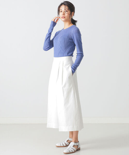 BEAMS LIGHTS(ビームスライツ)の「BEAMS LIGHTS / リネン 14ゲージ リブ クルーネック ロングスリーブ ニット(ニット/セーター・レディース・ホワイト/ライトブルー/ブラック・ONE SIZE)」の6枚目の写真